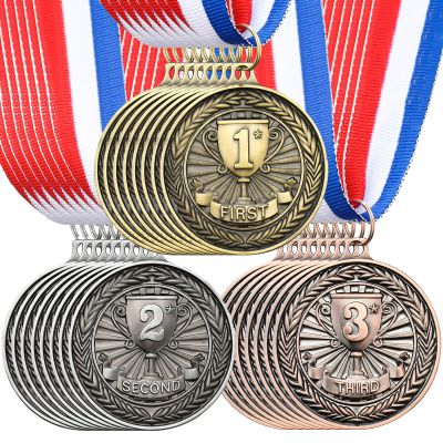 RoundFunny 30 Pcs Award Medals 1st 2nd 3rd Place Medals Metal Winner Trophy Awards Gold Silver Bronze Prizes for Sports Competitions Party, 2 Inches (Classic Color)