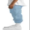 HUNGSON Mens Cargo Pants Drawstring Casual Hiking Pants Joggers Athletic Trousers Cotton Loose Straight Sweatpants for Men Light Blue view 2