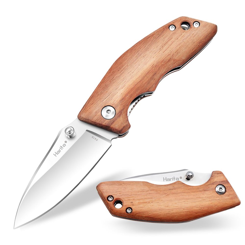 Harita Pocket Knife 2.75-inch 8cr13mov Steel Sharp Blade Natural Wood Handle for EDC Camping Hunting Survival