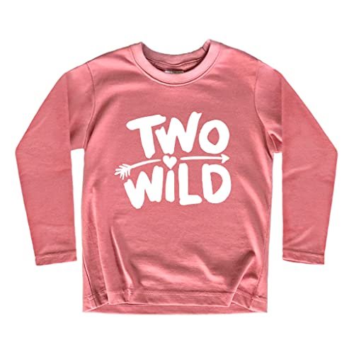 Two Wild 2nd Birthday Outfit Girl Shirt for 2 Year Old Toddler Second Cute Tshirt (US, Age, 2 Years, Mauve - Long Sleeve)