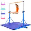 FC FUNCHEER Gymnastics Bar for Kids Ages 3-15, 35" to 60" Adjustable Height, 4FT Wide Base - Professional Kip Bar with 360 Stability & Fiberglass Crossbar, Easy Fold&Solid Design for Home Training view 1