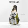 Bichon Frise Dog on the grass Print Stylish Sling Backpack, Sling Bag,Chest Bag Daypack, for Hiking, Travel, and Business view 3