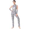 AFAVOM Women Metallic Dancewear Costumes Cow Print Jumpsuit Sleeveless Leotard Romper Workout Gymnastics Clothes Adult Dance Unitard Long Bodysuit Party One Piece Catsuit with Armbands Cow Print XS view 1