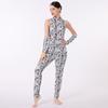 AFAVOM Women Metallic Dancewear Costumes Cow Print Jumpsuit Sleeveless Leotard Romper Workout Gymnastics Clothes Adult Dance Unitard Long Bodysuit Party One Piece Catsuit with Armbands Cow Print XS view 2