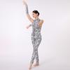 AFAVOM Women Metallic Dancewear Costumes Cow Print Jumpsuit Sleeveless Leotard Romper Workout Gymnastics Clothes Adult Dance Unitard Long Bodysuit Party One Piece Catsuit with Armbands Cow Print XS view 3