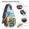 YQxwJL beach scene with chairs Print Stylish Sling Backpack, Sling Bag,Chest Bag Daypack, for Hiking, Travel, and Business view 4