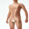 Eandarui Men's Glossy Hollow Out One-Piece Bodysuit Boxer Jumpsuit Athletic Sport Wrestling Singlet Coffee Medium view 2