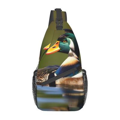 two mallard ducks Print Stylish Sling Backpack, Sling Bag,Chest Bag Daypack, for Hiking, Travel, and Business