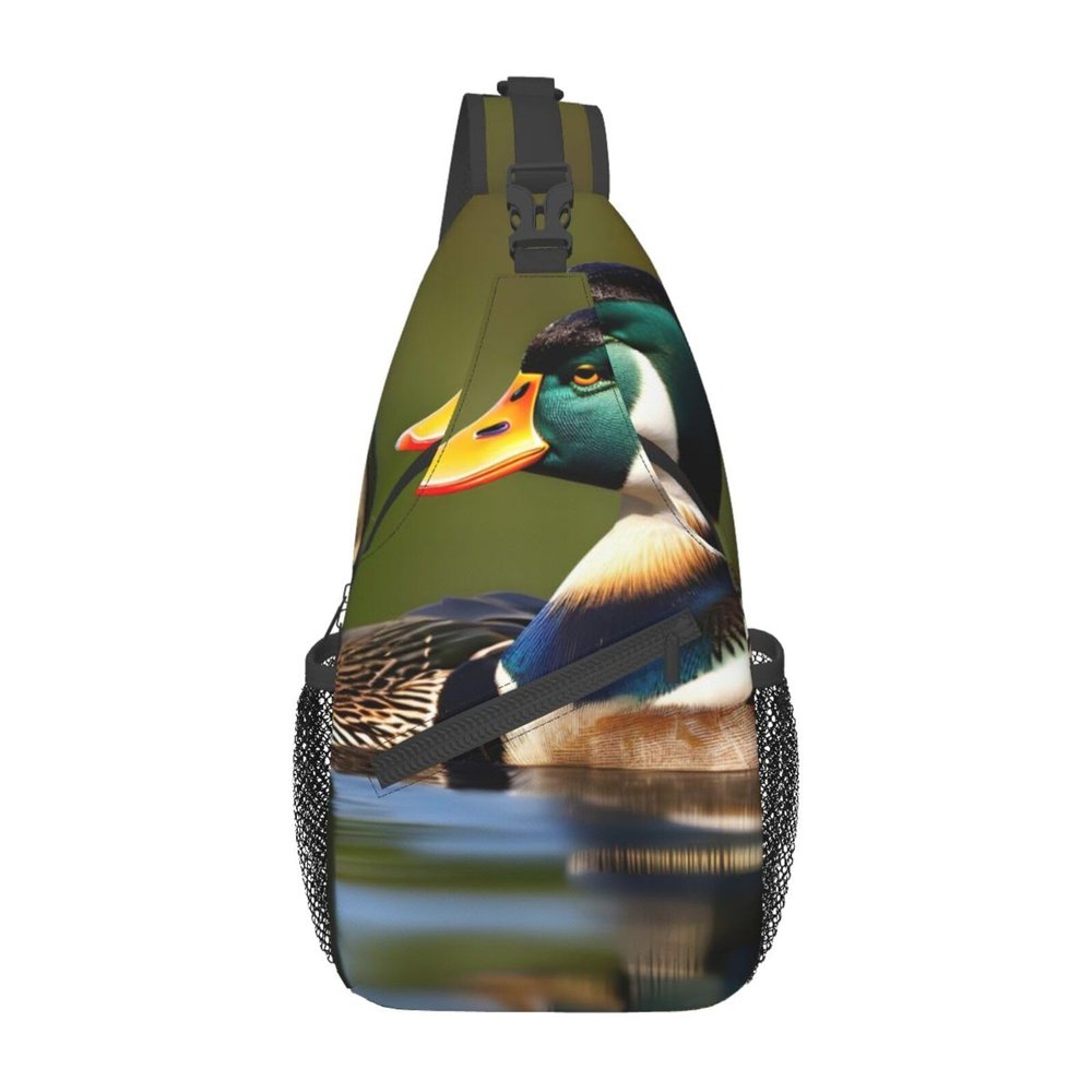 two mallard ducks Print Stylish Sling Backpack, Sling Bag,Chest Bag Daypack, for Hiking, Travel, and Business