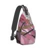 YQxwJL Pink White Marble Pattern Print Stylish Sling Backpack, Sling Bag,Chest Bag Daypack, for Hiking, Travel, and Business view 2