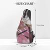 YQxwJL Pink White Marble Pattern Print Stylish Sling Backpack, Sling Bag,Chest Bag Daypack, for Hiking, Travel, and Business view 3