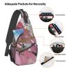 YQxwJL Pink White Marble Pattern Print Stylish Sling Backpack, Sling Bag,Chest Bag Daypack, for Hiking, Travel, and Business view 4