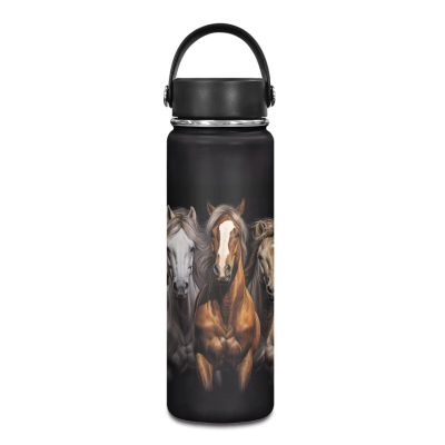 ZOUTAIRONG Horse Insulated Water Bottle 18 oz Stainless Steel Water Bottles for Travelling, Camping, Cycling Water Bottle Vacuum Insulated Cup Reusable Water Bottle Handle Women Men Gifts