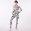 AFAVOM Women Metallic Dancewear Costumes Cow Print Jumpsuit Sleeveless Leotard Romper Workout Gymnastics Clothes Adult Dance Unitard Long Bodysuit Party One Piece Catsuit with Armbands Cow Print XXL view 2