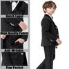 Boys Formal Suit Tuxedo Slim Fit Black Blue 3 Piece Pinstripe Blazer Dress Pants Bow Tie Toddler Kids Outfits (US, Age, 6 Years, 7 Years, Black) view 3