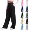 Baggy Sweatpants for Women Elastic High Waisted Wide Leg Sweatpants Cozy Fleece Boyfriend Casual Yoga Pants with Pockets view 1