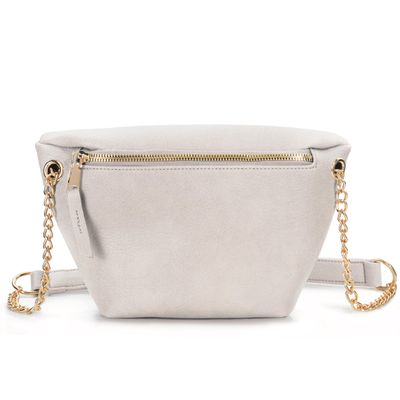Fanny Pack for Women Vegan Leather Cross body Chain Belt Purse Chest Bag Bum Hip Waist Pack for Travel Outdoor Hiking (Ivory)