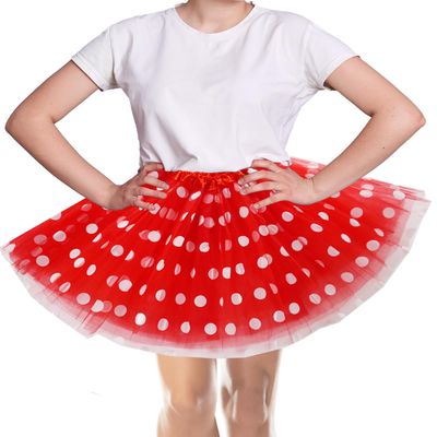 Adult Teens Women Polka Dots Tulle Tutu - Girls Red White Blue Green Black Tutu Skirt Dress-Up Halloween Party Costumes