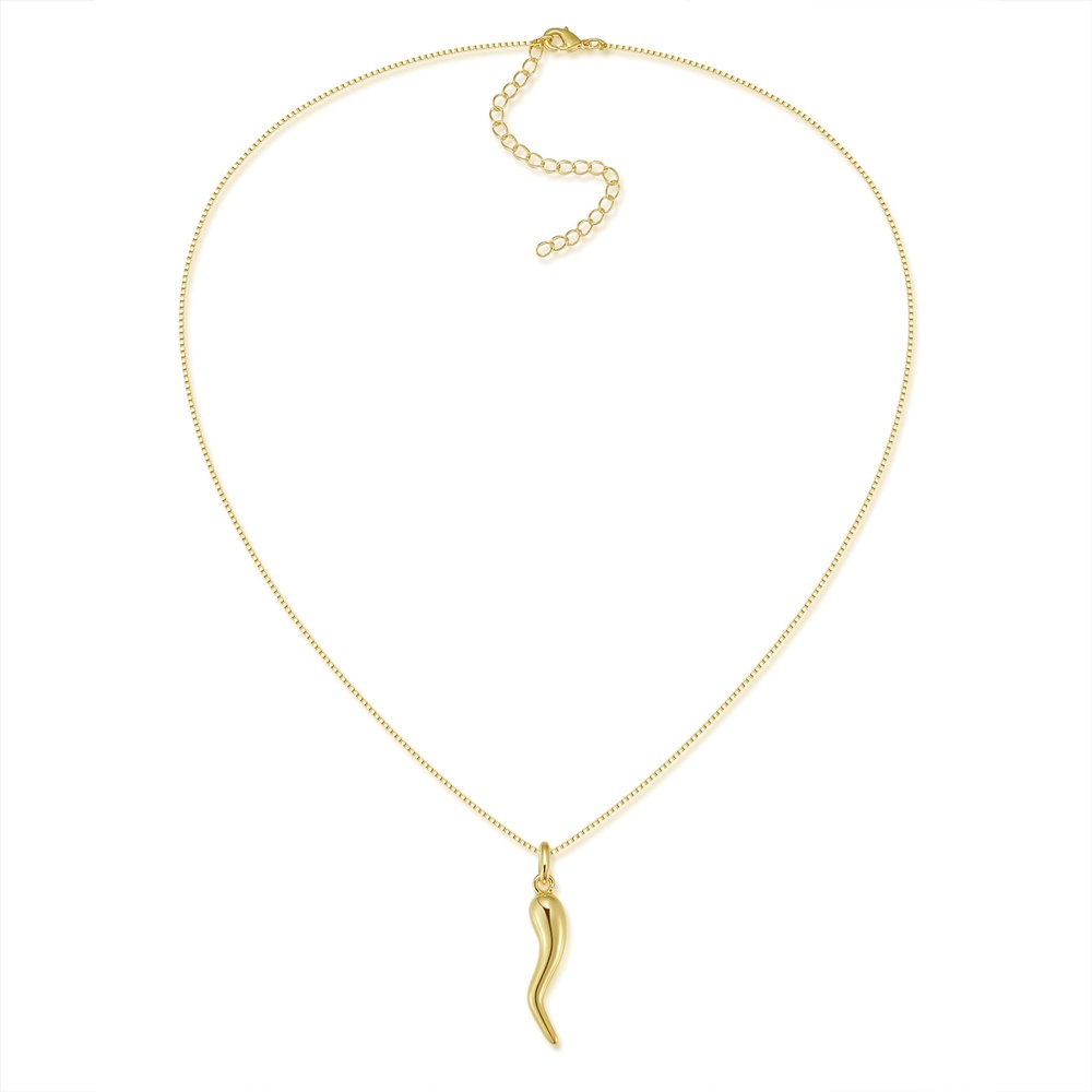 Aurelia Mae Medium Cornicello Italian Horn Pepper Necklace Charm Pendant 18''+2''