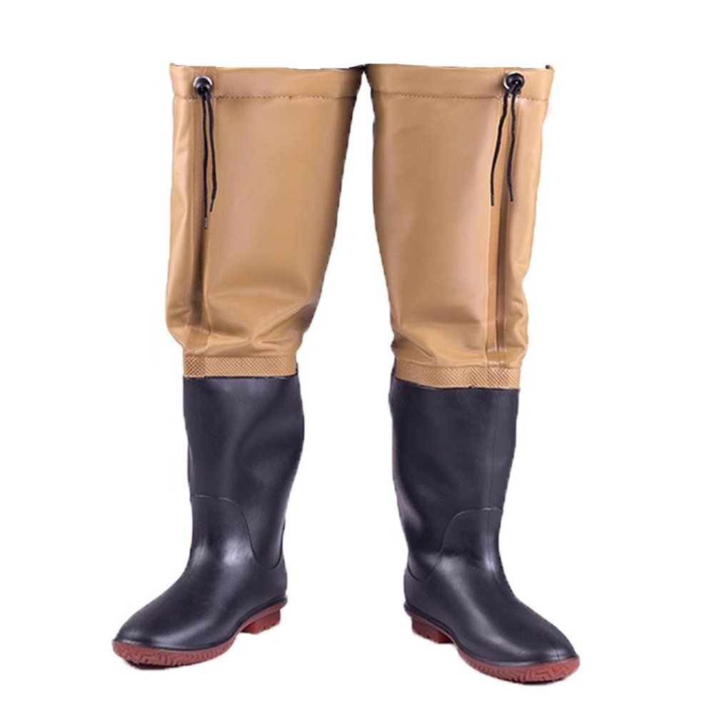 BcoMfy Winter Warm Fishing Hip Waders, Knee High Hunting Wading Boots, Rainproof Pants For Hiking And Camping (Color : Black60cm, Size : 11)