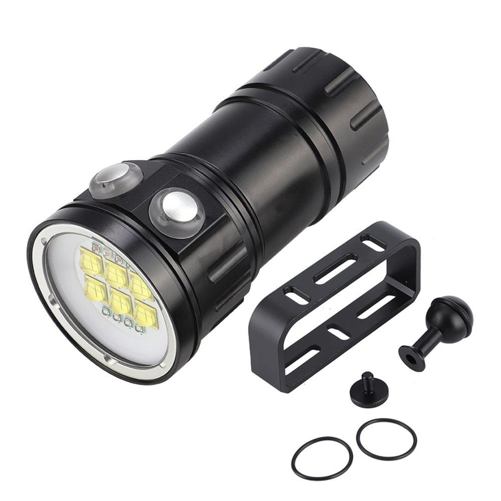 Diving Flashlight Dive Torch, Outdoor Watertight LED Diving Flashlight, Rechargeable Power Scuba Dive Light Professional Red, Blue, and White Light Torch for Underwater Photography