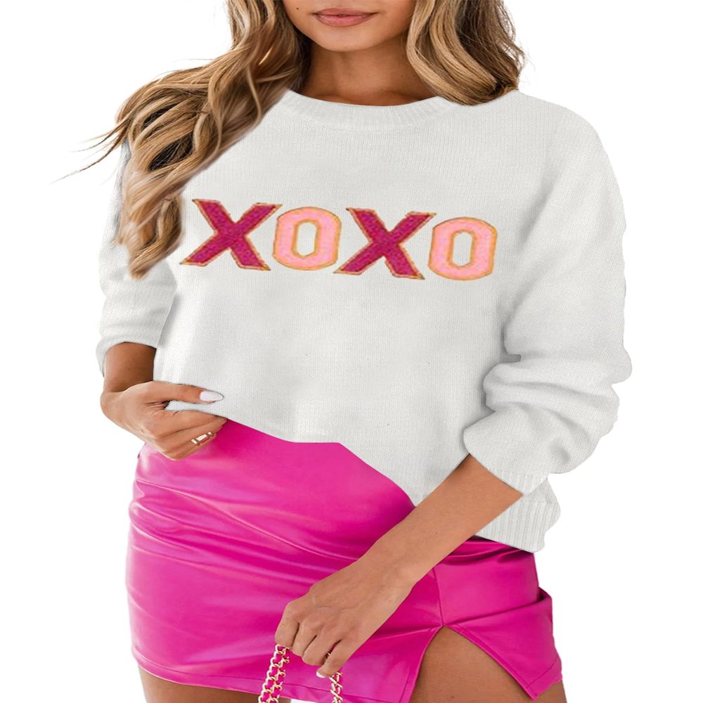 MARZXIN Women 2026 Casual Holiday Sweaters Long Sleeve Round Neck Sweater Tops Merry Christmas Sweaters White2 3XL