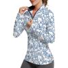 GGOV Golf Shirts for Woman UPF 50+ Sun Protection Quick Dry Lightweight Long Sleeve Polo Shirts for Woman Rash Guard White Flower view 1
