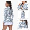 GGOV Golf Shirts for Woman UPF 50+ Sun Protection Quick Dry Lightweight Long Sleeve Polo Shirts for Woman Rash Guard White Flower view 3