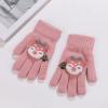 Childrens Colorful Mittens Toddler Soft Fleece Cartoon Deer Gloves 4 to 9YKids Boys Girls Winter Warm Knit Mittens (Pink, One Size) view 3