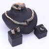 OEOEOS Women's Wedding Bridal Crystal Pearl Statement Necklace Earrings Bracelet Ring Party Jewelry Set for Bridal Bridesmaid (Black) view 2
