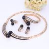 OEOEOS Women's Wedding Bridal Crystal Pearl Statement Necklace Earrings Bracelet Ring Party Jewelry Set for Bridal Bridesmaid (Black) view 4
