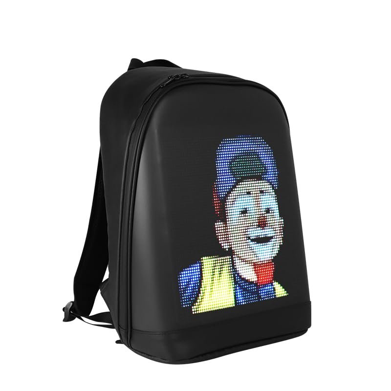 YOLOLAND LED Color Screen Customizable photo/icon Backpack,Water-Resistant Travel Bag with USB Port and Comfortable Padding