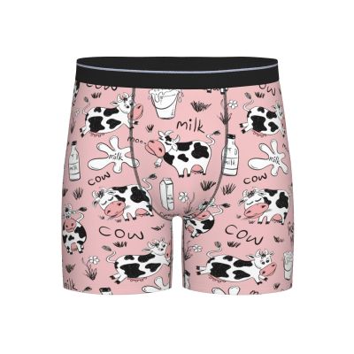 ACTYDER Cute Milk Cow Men's Boxer Briefs, Mens Trunks Underwear Wicking-Breathable Underpants Large Black