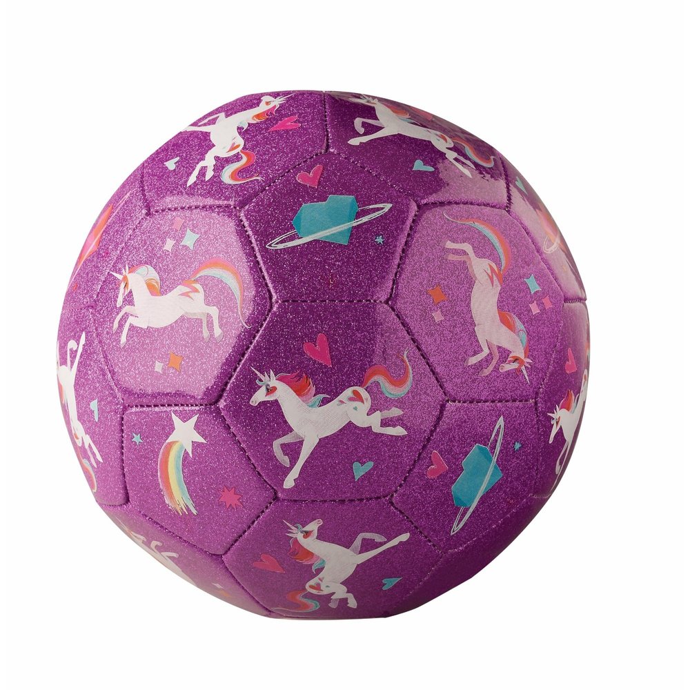 Crocodile Creek Glitter Soccer Ball - Inflatable Rubber Ball for Kids Ages 4 and Up - for Indoor and Outdoor Sports - PVC-Free - Unicorn Galaxy - 5.5-inch Diameter