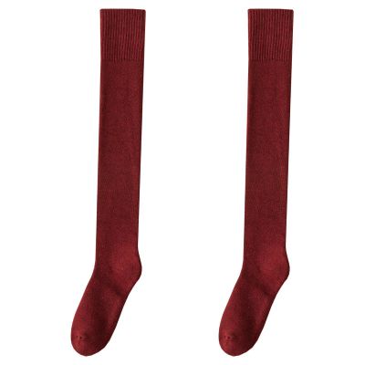 Autumn and winter thickened warm terry over the knee High Japanese vintage Harajuku solid color stockings