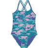Under Armour Girls' One Piece Swimsuit, UPF 50+ Sun Protection, Quick Drying Bathing Suit, Turquoise Camo, 10 view 1