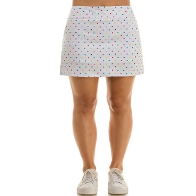 Zac & Rachel Women's New Millennium Pull-On Skort, White Multi Dot, 14