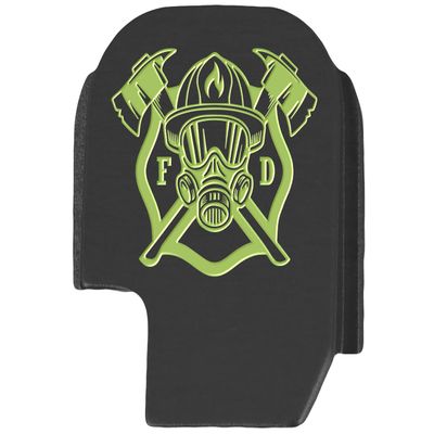 NDZ Performance Slide Cover Back Plate for Sig P365 P365X P365 XL P365 X Macro 9mm .380, Black Aluminum with Light Green Laser Engraved Trending Images - Fire Department Axe Mask