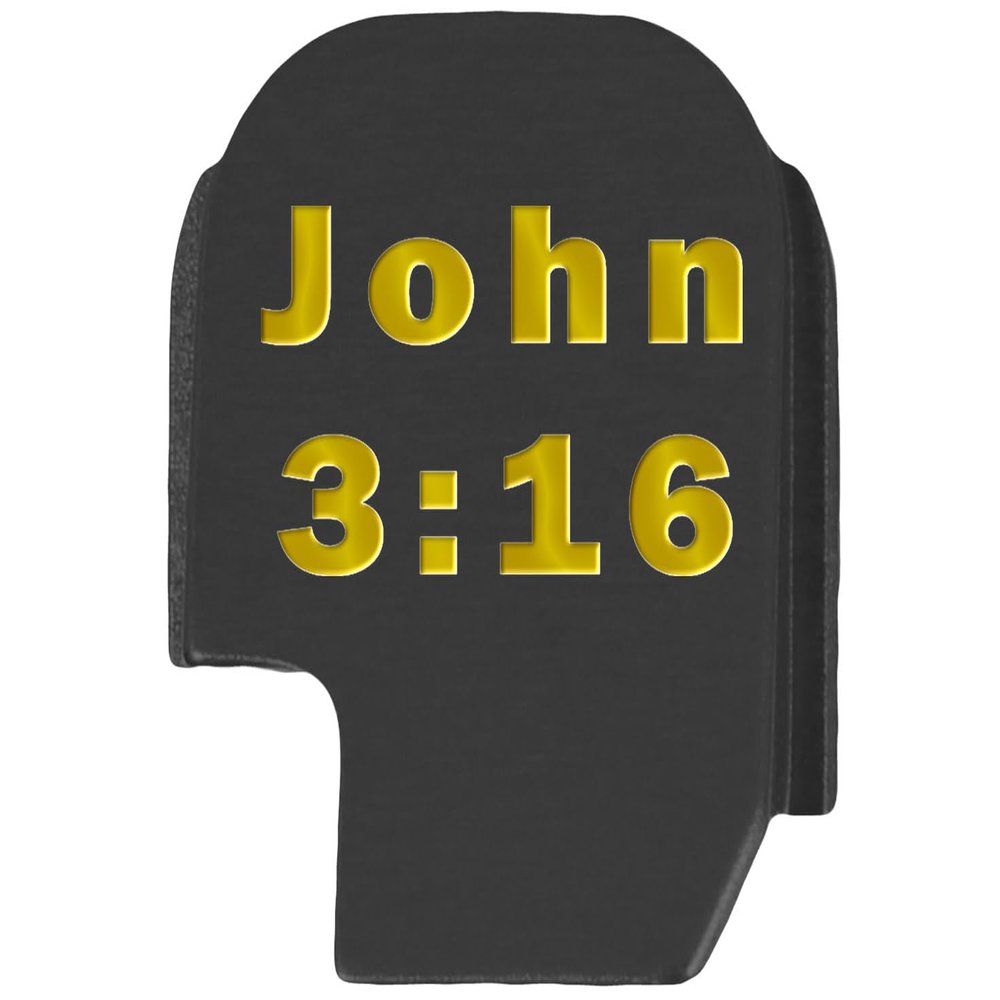 NDZ Performance Slide Cover Back Plate for Sig P365 P365X P365 XL P365 X Macro 9mm .380, Black Aluminum with Light Gold Laser Engraved Spiritual Images - John 3:16
