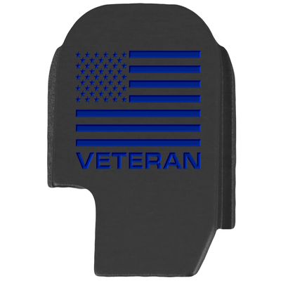 NDZ Performance Slide Cover Back Plate for Sig P365 P365X P365 XL P365 X Macro 9mm .380, Black Aluminum with Light Gold Laser Engraved US Flag Patriotic Images - US Flag Veteran Text