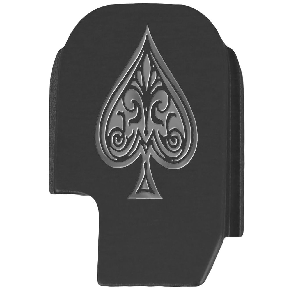 NDZ Performance Slide Cover Back Plate for Sig P365 P365X P365 XL P365 X Macro 9mm .380, Black Aluminum with Silver Laser Engraved Popular Images - Ace of Spades