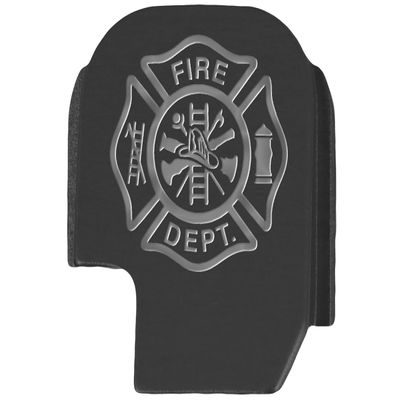 NDZ Performance Slide Cover Back Plate for Sig P365 P365X P365 XL P365 X Macro 9mm .380, Black Aluminum with Silver Laser Engraved Patriotic Images - Fire Department Emblem
