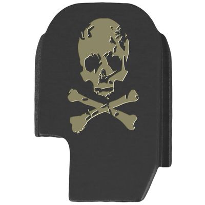 NDZ Performance Slide Cover Back Plate for Sig P365 P365X P365 XL P365 X Macro 9mm .380, Black Aluminum with Flat Dark Earth Laser Engraved Skull Images - Skull Crossbones Dirty