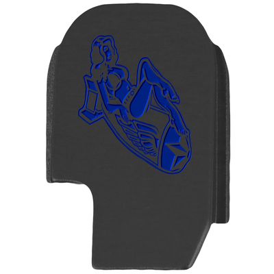 NDZ Performance Slide Cover Back Plate for Sig P365 P365X P365 XL P365 X Macro 9mm .380, Black Aluminum with Dark Blue Laser Engraved Popular Images - Bomb Pinup Girl 1