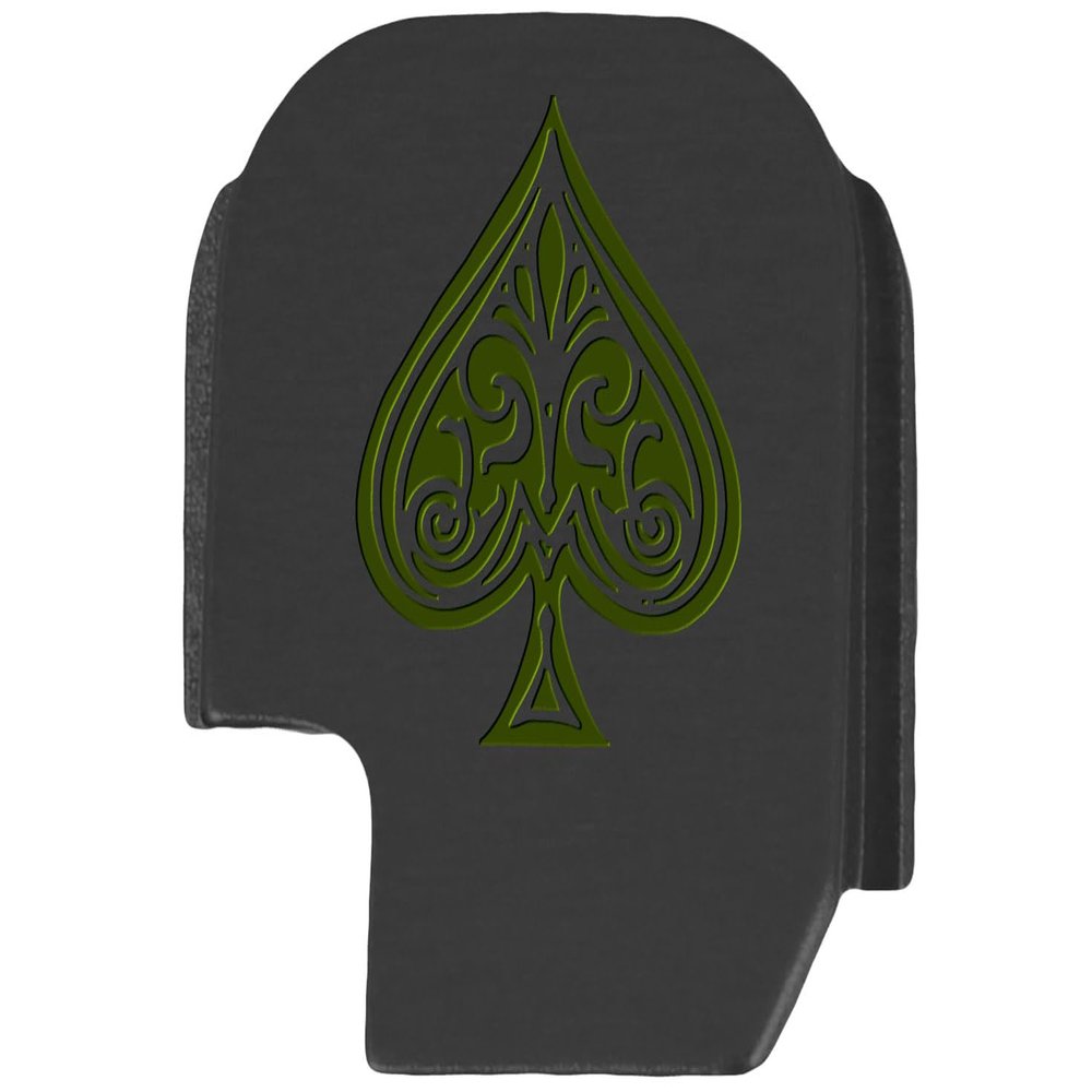NDZ Performance Slide Cover Back Plate for Sig P365 P365X P365 XL P365 X Macro 9mm .380, Black Aluminum with Olive Drab Green Laser Engraved Popular Images - Ace of Spades