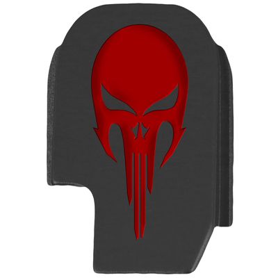 NDZ Performance Slide Cover Back Plate for Sig P365 P365X P365 XL P365 X Macro 9mm .380, Black Aluminum with Red Laser Engraved Skull Images - NDZ Skull 2