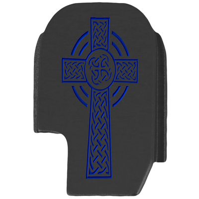 NDZ Performance Slide Cover Back Plate for Sig P365 P365X P365 XL P365 X Macro 9mm .380, Black Aluminum with Dark Blue Laser Engraved Spiritual Images - Celtic Cross