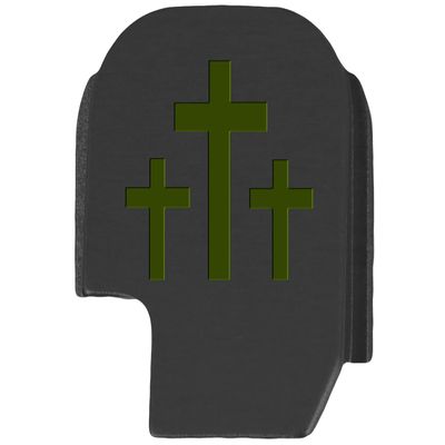 NDZ Performance Slide Cover Back Plate for Sig P365 P365X P365 XL P365 X Macro 9mm .380, Black Aluminum with Olive Drab Green Laser Engraved Spiritual Images - 3 Crosses
