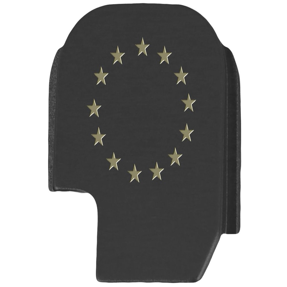 NDZ Performance Slide Cover Back Plate for Sig P365 P365X P365 XL P365 X Macro 9mm .380, Black Aluminum with Flat Dark Earth Laser Engraved Patriotic Images - 13 Stars Circle