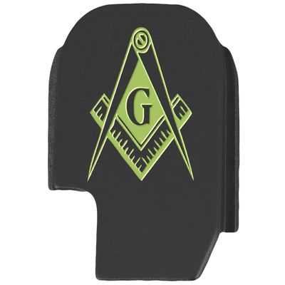 NDZ Performance Slide Cover Back Plate for Sig P365 P365X P365 XL P365 X Macro 9mm .380, Black Aluminum with Light Green Laser Engraved Popular Images - Masonic Mason Calipers G Logo